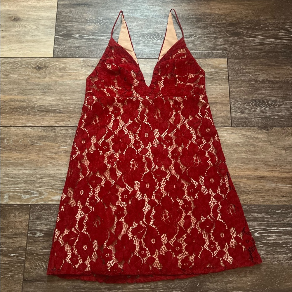 Free People Red Lace Mini Dress